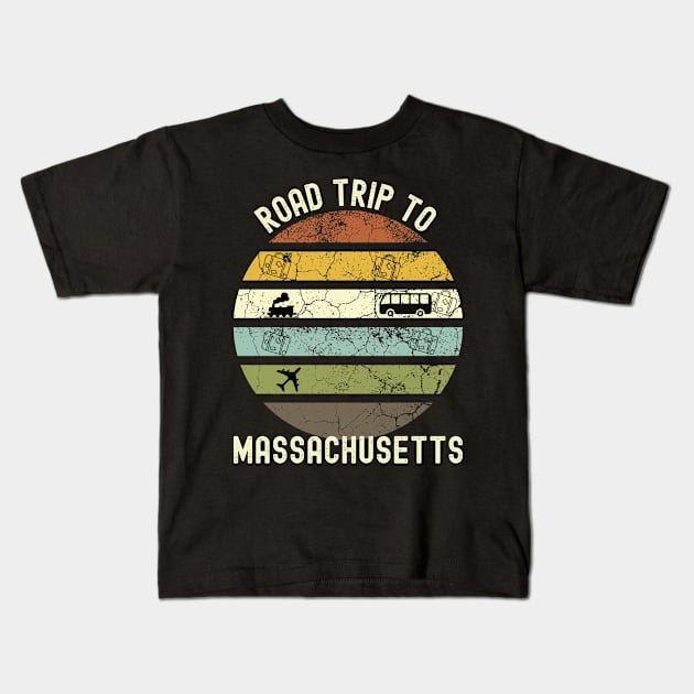 Road Trip To Massachusetts, Family Trip To Massachusetts, Holiday Trip to Massachusetts, Family Reunion in Massachusetts, Holidays in Kids T-Shirt by DivShot 